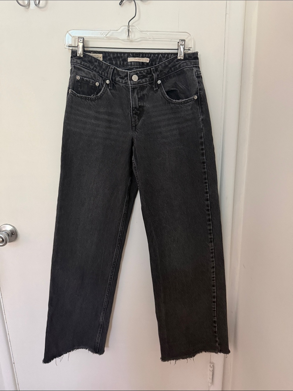 Levi's Women's Black Wide-Leg Raw Hem Jeans